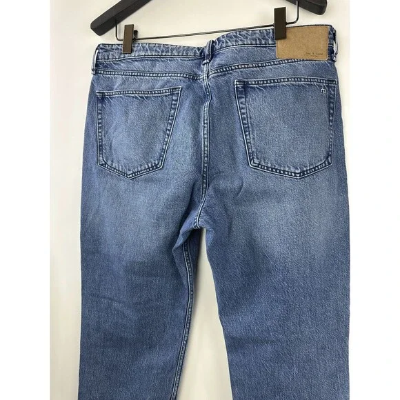 Rag & Bone Rosa Mid-Rise Boyfriend Jeans in Malibu Blue Denim Button Fly Size 34 - Picture 12 of 16